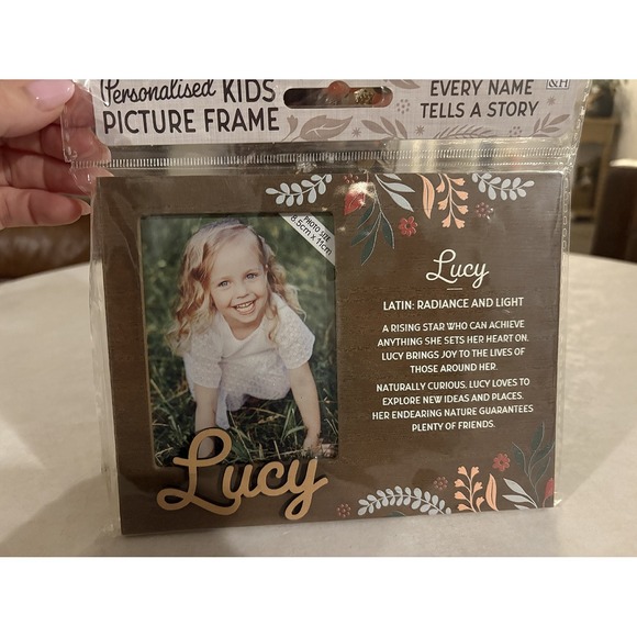 History & Heraldry Other - LUCY Personalized Baby Kids Picture Frame Name Meaning Gift Monogram Nursery